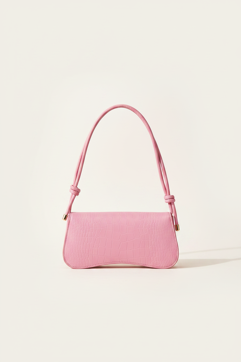 Baguette pink croco — fondo ivory